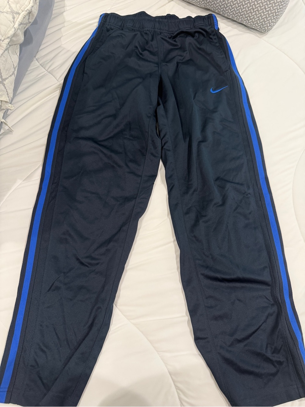 Nike Kids Navy Black Joggers with Royal Blue Side Stripes